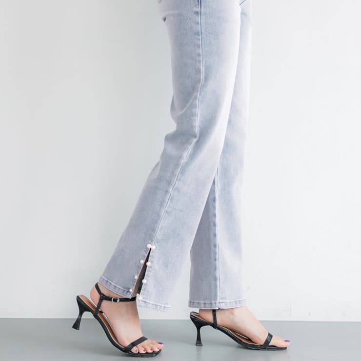 【5％OFFクーポン 9/11 1:59まで】coca 裾パールデニム レディース パンツ・ズボンのサムネイル