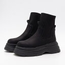 【5%OFFクーポン 9/11 1:59まで】SVEC ニットドッキング 厚底 ショートブーツ / ソックスブーツ シューズ・靴