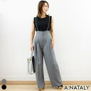 A.NATALY クレープタックワイドサロペット ワンピース・ドレス