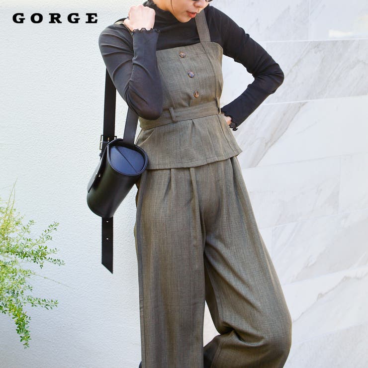 【10％OFFクーポン！2/23(月)1:59まで】GORGE 《ウエストリボン×セットアップ》レディース ビスチェ＆ワイドパンツ 上下セット 春夏秋 美シルエット ワンピース・ドレス