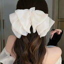 【マラソン期間中 5%OFFクーポン】レースレディース シフォン ビッグ リボン ヘア バレッタ 女性 レディース ヘアアクセサリー 春 夏 秋 冬 可愛い ガーリー上品 きれいめ ニュアンス 大人 フェミニン 透け感 ドレッシー アップヘア パーティー