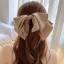 【マラソン期間中 5%OFFクーポン】レースレディース サテン調 ビッグ リボン ヘア バレッタ 女性 レディース ヘアアクセサリー 春 夏 秋 冬 可愛い ガーリー上品 きれいめ 光沢 単色 無地 大人 フェミニン ドレッシー アップヘア パーティー