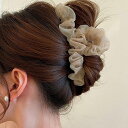 レースレディース シュシュ風 シアー フリル ヘア バンスクリップ 女性 レディース ヘアアクセサリー 春 夏 秋 冬 可愛い ガーリー上品 きれいめ 単色 シフォン フェミニン 抜け感 ソフト 無地 大人 アップヘア パーティー まとめ髪 エレガント