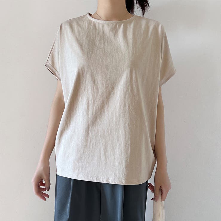 【10％OFFクーポン！6/11(木)1:59まで】Doux Belle コットン素材シンプル半袖カットソー トップス