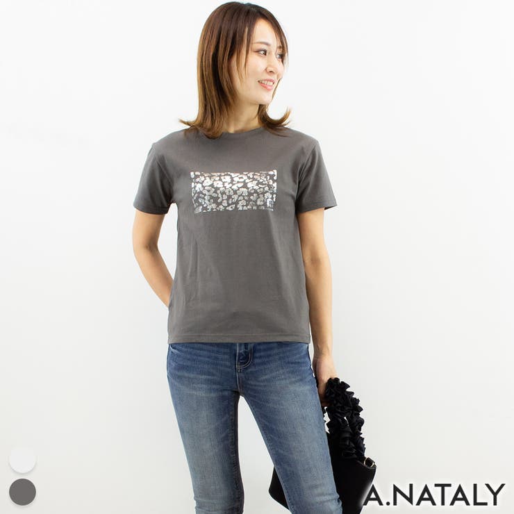 A.NATALY コンパクト箔Tシャツ トップス