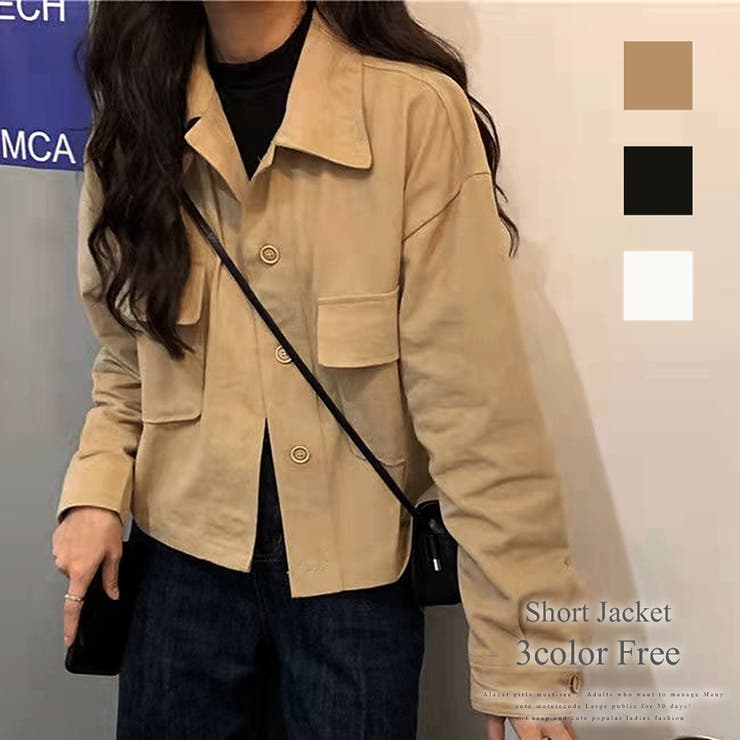 【10％OFFクーポン！2/23(月)1:59まで】Amulet ショート丈ジャケット レディース アウター 長袖 無地 秋服 冬服 10代 20代 30代 韓国ファッション 韓国 大きいサイズ シンプル ストリート アウター(コート・ジャケットなど)