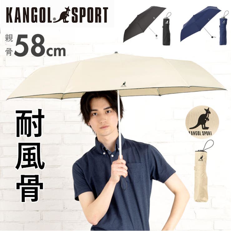 【10％OFFクーポン！11/27(木)1:59まで】BACKYARD FAMILY KANGOL カンゴール紳士メロウ折傘 58cm 小物