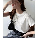 Classical Elf オーガニックコットン100%。胸元ラメ糸ワンポイント刺繍 無地&ボーダー柄Tシャツ(半袖) トップス