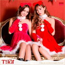 Tika ハートカットベアAラインミディアムサンタコスチューム ガーリーサンタ サンタコスプレ クリスマス 露出少なめ リボンカチューシャ M-XLサイズ 大き...