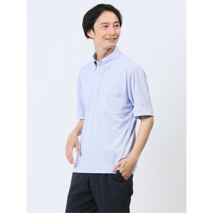 TAKA-Q MEN Biz クールパス ボタンダウン半袖 ビズポロ トップス