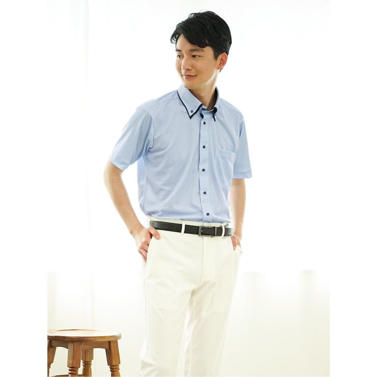 TAKA-Q MEN Biz クールパス ボタンダウン半袖 ビズシャツ トップス