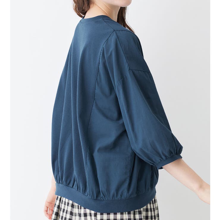 【10％OFFクーポン！11/27(木)1:59まで】Viola e Viola 異素材切替7分袖ゆるプルオーバー トップス