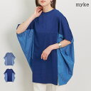 【8/11まで5%OFFクーポン】LAPULE チュニック レディース インディゴ 天竺 サイド ストライプ ドルマン 大人 体型カバー ゆったり 20代 30代 40代 50代 トップス