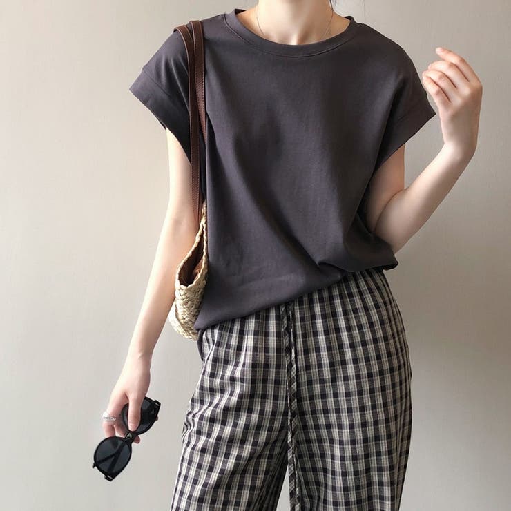 Beststore フレンチスリーブTシャツ トップス 半袖Tシャツ オーバーフィット 無地T...