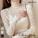 【5%OFFクーポン 9/11 1:59まで】Beststore シアートップスインナー シアーブラウス レースブラウス 長袖 春秋新作 ふんわり 重ね着 インナー キャミソール シースルー プチハイネック フラワー 柄アソートシアーインナー 透け感 合