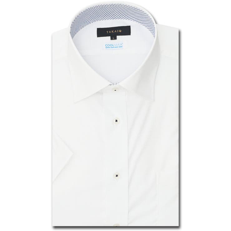 TAKA-Q MEN クールマックス+ストレッチ スタンダードフィット ワイドカラー半袖シャツ スーツ