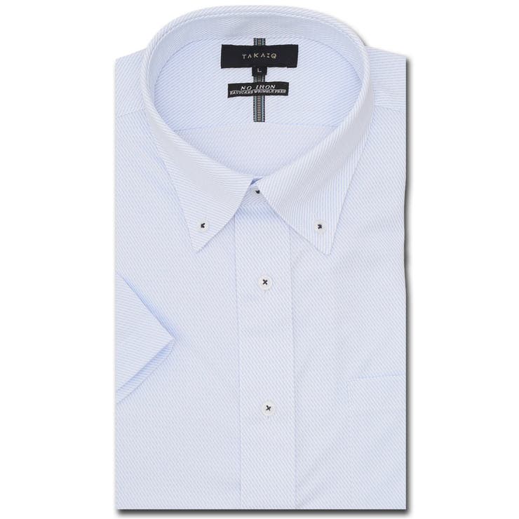 【10％OFFクーポン！12/11(木)1:59まで】TAKA-Q MEN ノーアイロンストレッチ スタンダードフィット ボタンダウン半袖ニットシャツ スーツ
