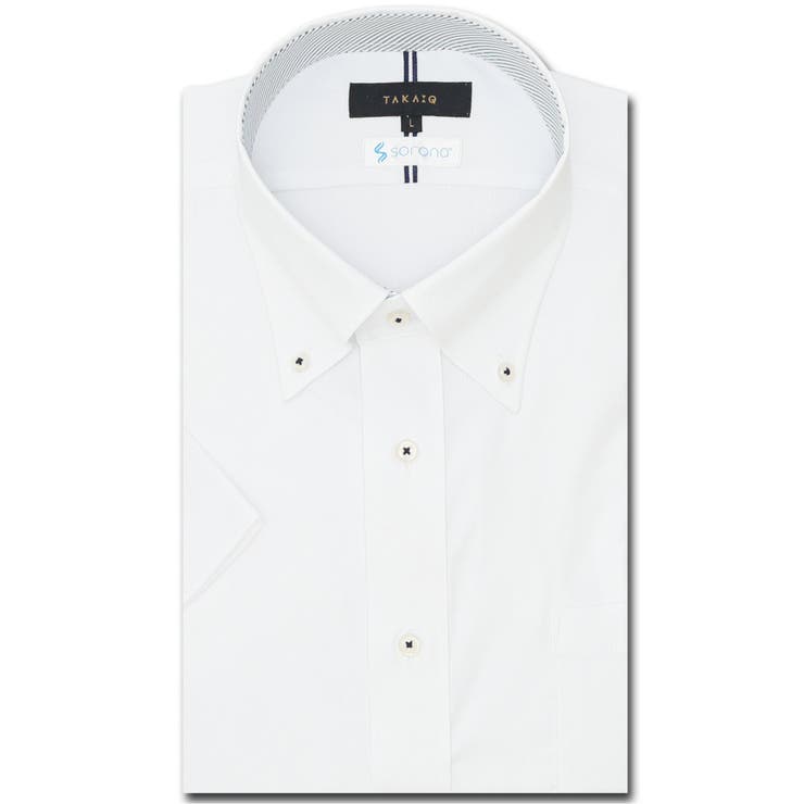 【10％OFFクーポン！12/11(木)1:59まで】TAKA-Q MEN ソロナクール スタンダードフィット ボタンダウン半袖シャツ スーツ