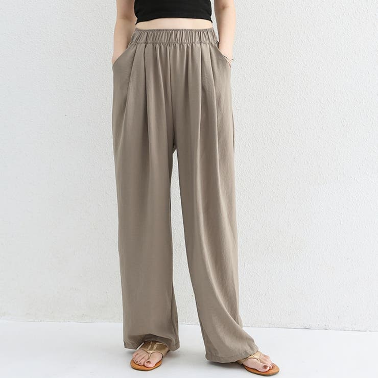 Beststore スラックス ハイウエスト ワイドパンツ 綿麻パンツ ウェットパンツ ジョ...