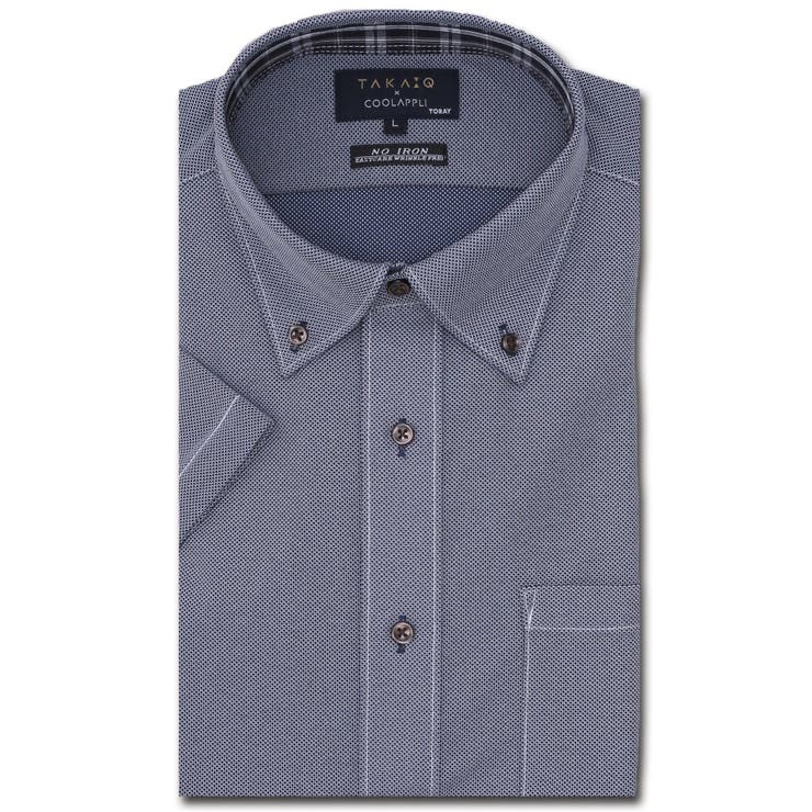 【10％OFFクーポン！12/11(木)1:59まで】TAKA-Q MEN クールアプリ/COOL APPLI スタンダードフィット ボタンダウン半袖ニットシャツ スーツ