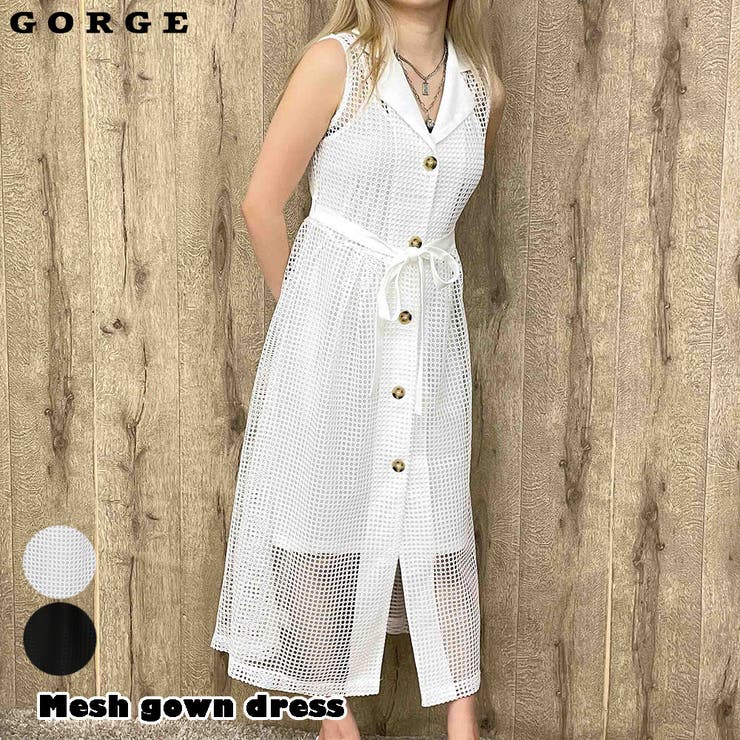 【10％OFFクーポン！2/10(火)1:59まで】GORGE メッシュガウンワンピース ワンピース・ドレス