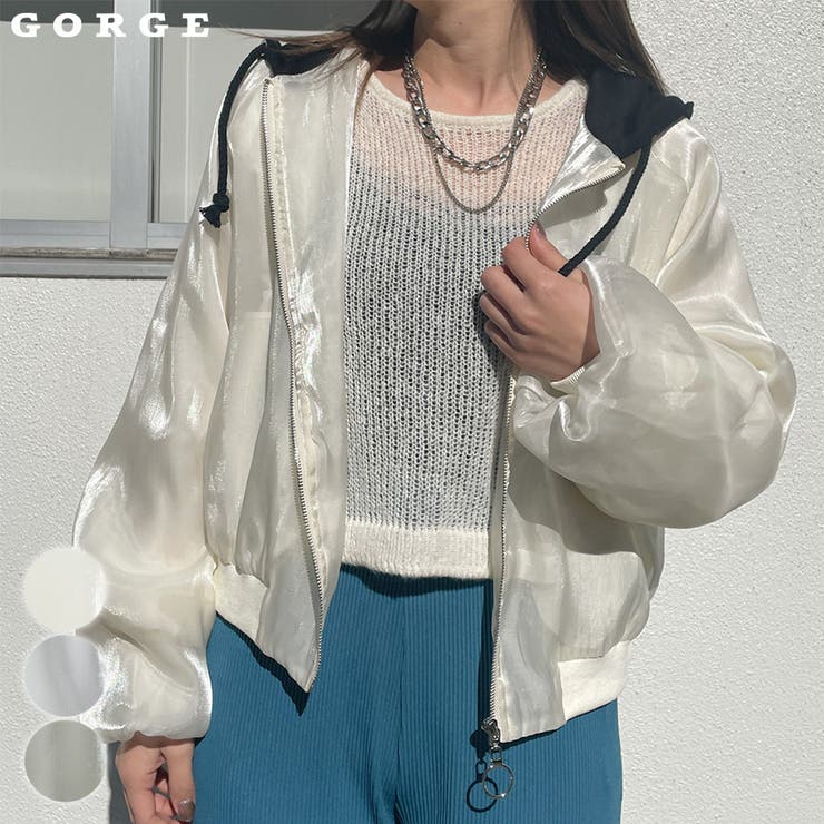 【10％OFFクーポン！12/11(木)1:59まで】GORGE シアーシャイニーブルゾン アウター(コート・ジャケットなど)