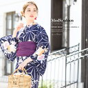 【8/11まで5%OFFクーポン】SOUBIEN 浴衣 セット レディース 浴衣セット 兵児帯 大人 2点セット(浴衣/帯) 紺 ネイビー 白 橙色 濃紫 桜 桔梗 椿 麻の葉 ラメ 綿 紅梅織 夏 花火大会 ボヌールセゾン フリー【モダン】 浴衣・着物