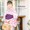 SOUBIEN 浴衣 セット レディース 浴衣セット 兵児帯 大人 2点セット(浴衣/帯) 白 オフホワイト ピンク 濃紫 七宝 綿 紅梅 かすれ 夏 花火大会 ボヌールセゾン フリー【フェミニン】 浴衣・着物
