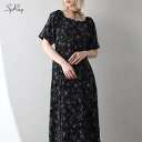 【5%OFFクーポン 9/11 1:59まで】SpRay 花柄背あきショートスリーブワンピース ワンピース・ドレス
