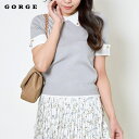 【8/11まで5%OFFクーポン】GORGE 《ガーリーモードな1枚》配色デザイン半袖ニット トップス