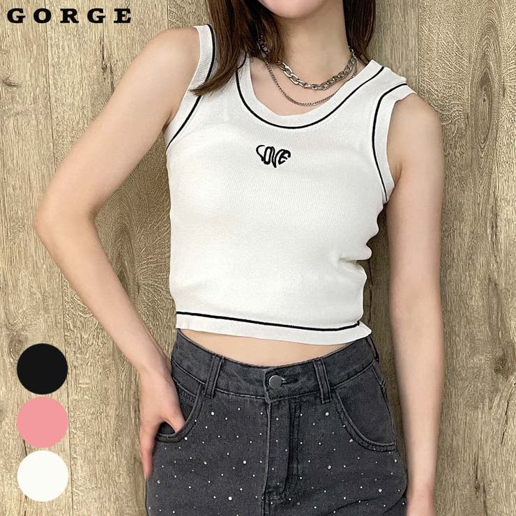 GORGE ライン刺しゅうタンク トップス