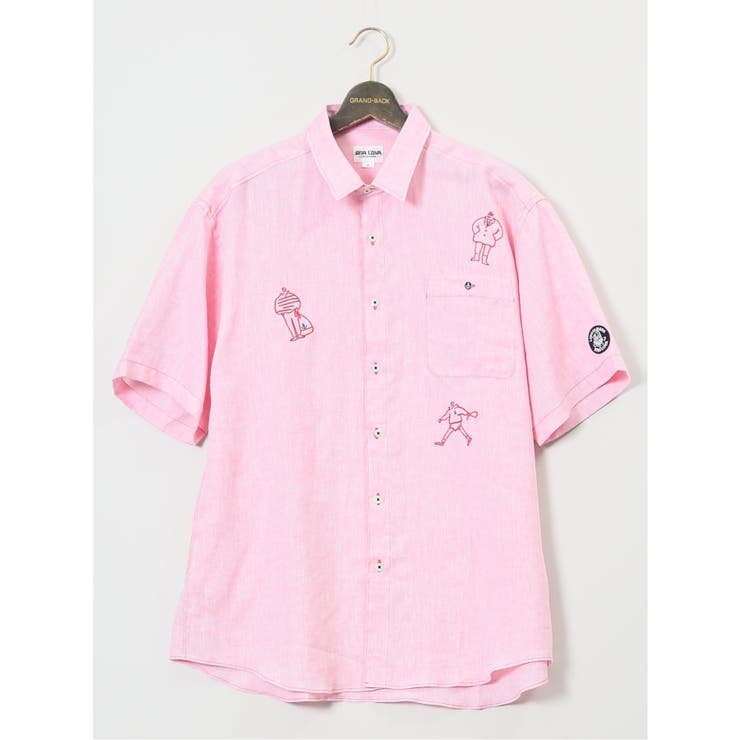 TAKA-Q MEN 【大きいサイズ】シナコバ/SINA COVA 麻 レギュラーカラー半袖シャツ トップス