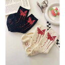 aimoha 【MOSOX】ペイントバタフライモチーフリブクルーソックス インナー・下着
