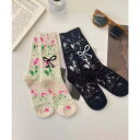 aimoha 【MOSOX】細リボン×ペイントスプラッシュリブクルーソックス インナー・下着