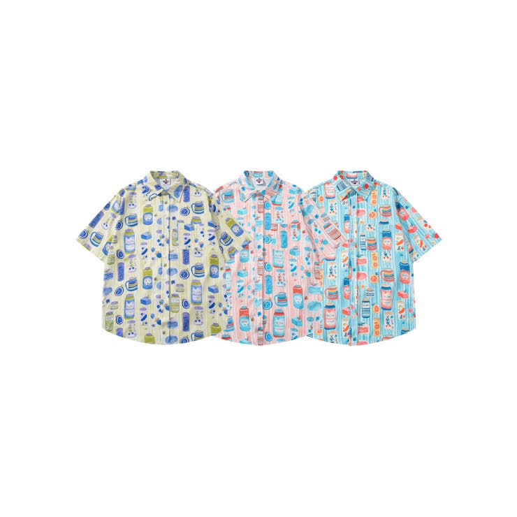 【マラソン期間中 5%OFFクーポン】HOOK HOOK -original-　ヴィンテージ風総柄アロハシャツ トップスのサムネイル