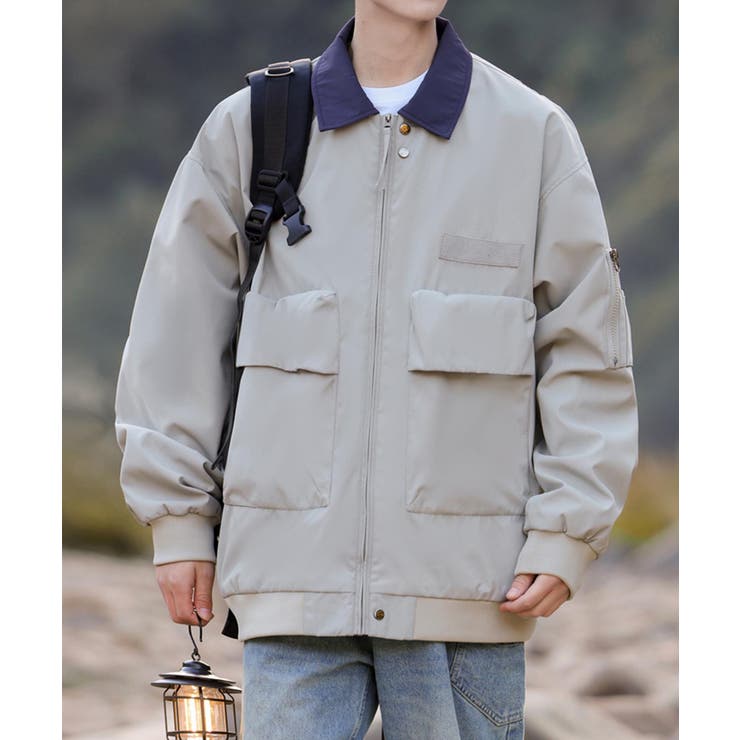 【10％OFFクーポン！2/10(火)1:59まで】aimoha men 配色ワークジャケット アウター(コート・ジャケットなど)