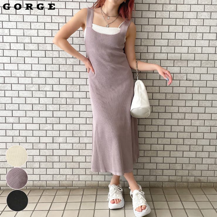GORGE リブスクエアワンピース ワンピース・ドレス