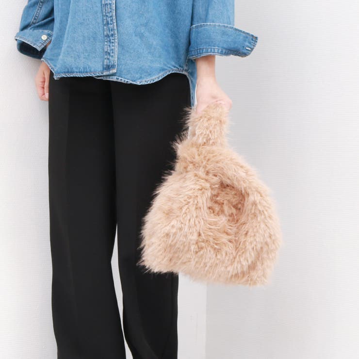 【10％OFFクーポン！11/27(木)1:59まで】UNBILLION カシュカシュ cachecache / シャギーエコファーショッパーバッグ バッグ・鞄