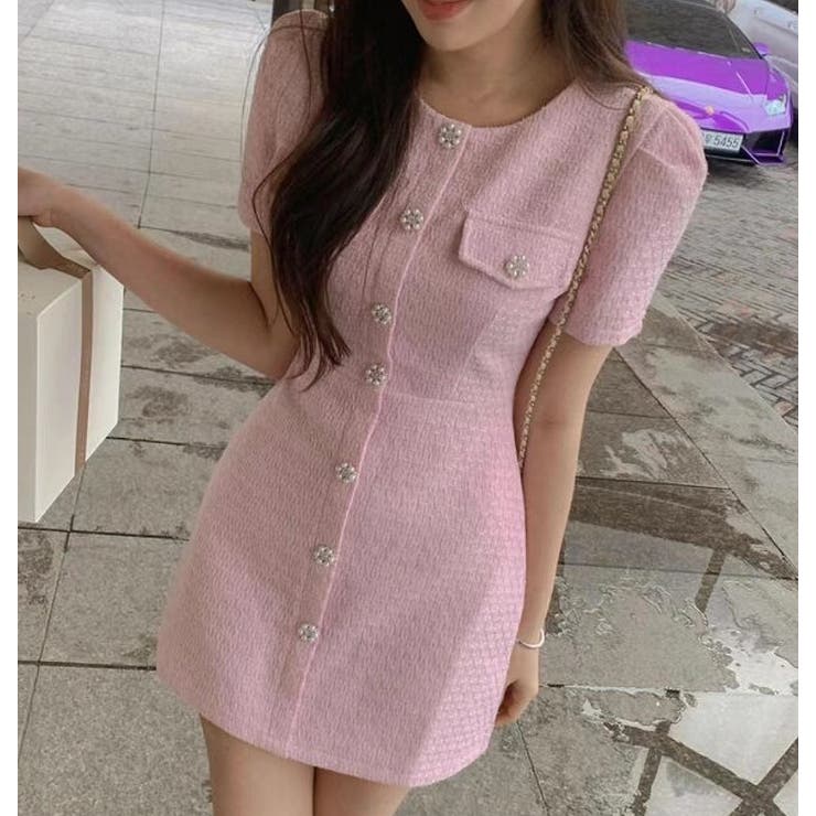 【10％OFFクーポン！12/11(木)1:59まで】Ulysses シングルブレスト半袖ワンピース ワンピース・ドレス