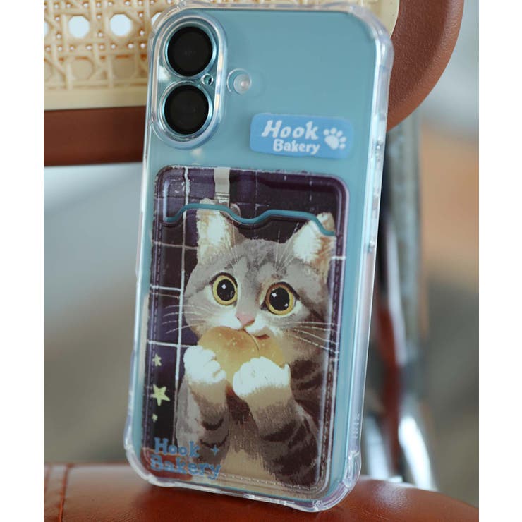 【10％OFFクーポン！11/27(木)1:59まで】HOOK 猫 HOOK -original- 「HOOK BAKERY」カードケース付きスマホケース 小物