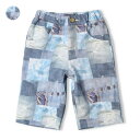 【8/11まで5%OFFクーポン】こどもの森e-shop デニムパッチワーク風プリントハーフパンツ パンツ・ズボン