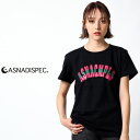 Maqua-store ASNADISPEC Tシャツ レディース 半袖 ティーシャツ TEE アスナディスペック M L 黒 ブラック 白 ホワイトプリント アメカジ /3045/ asst2256-girl トップス