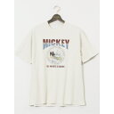 TAKA-Q MEN 【大きいサイズ】ミッキーマウス ピグメント風プリント クルーネック半袖Tシャツ トップス