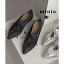 minia ポインテッドリボンバレエ minia ミニア パンプス フラットシューズ バレエシューズ ローヒール ポインテッドトゥ ぺたんこパンプス 歩きやすい痛くないレディース シューズ 靴 シューズ・靴