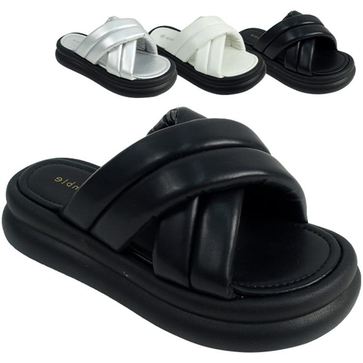 【10％OFFクーポン！12/11(木)1:59まで】Scramble ボリュームパテッドクロスサンダル シューズ・靴