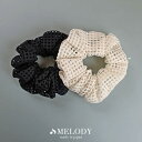 【5/16 1:59まで 5%OFFクーポン】Melody Accessory シュシュ 日本製 チェック すかし レースフリルシュシュ ヘアアクセサリー ポニ...