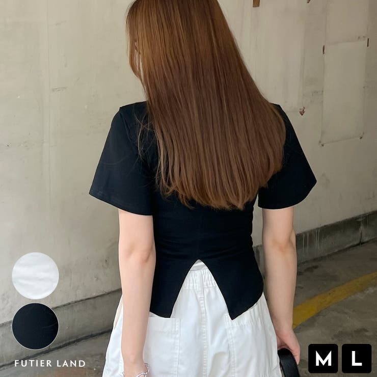 futier land 着やせ効果抜群！バックスリットウエストシェイプTシャツ トップス