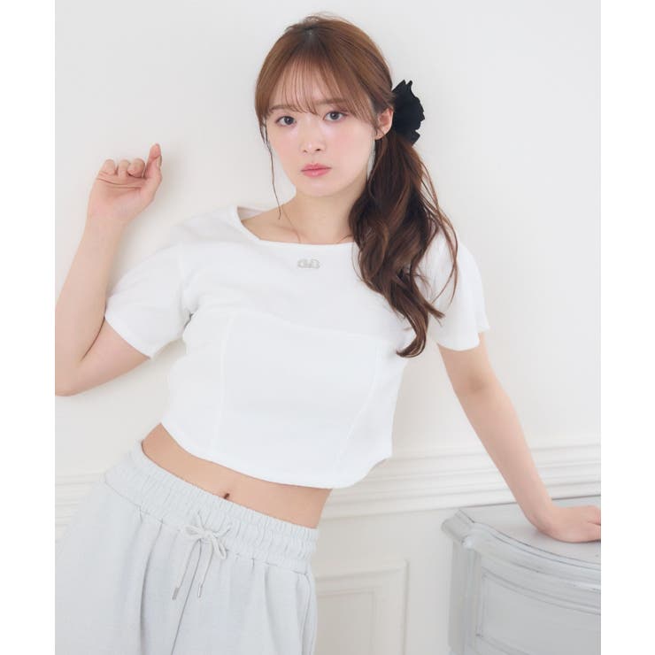【10％OFFクーポン！8/27(木)1:59まで】RETRO GIRL プレート付きショートテレコCT トップス