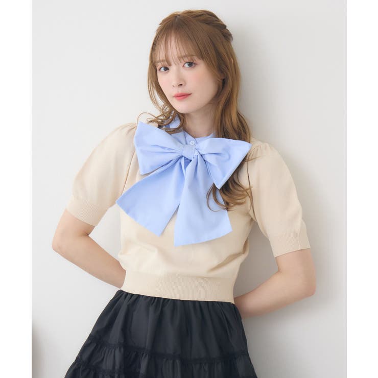 【10％OFFクーポン！1/16(金)1:59まで】RETRO GIRL レイヤード風パフ袖NTPO トップス