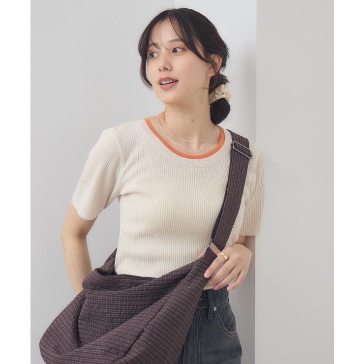 RETRO GIRL 配色レイヤード半袖NT トップス